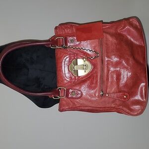 Rough Roses Red Leather Shoulder Bag  Y2K Boho Grunge Purse | Distressed Vintage